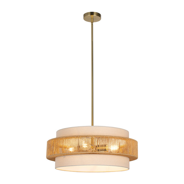ACA Lighting PENDANT LAMP IRON+ROPE PAPER +FABRIC 4*E27 40W IP20 D570xH1200 — MP251049
