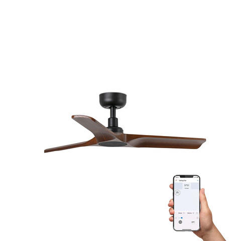 Faro Barcelona HEYWOOD S Ceiling fan black/walnut TUYA — manufacturer representative image