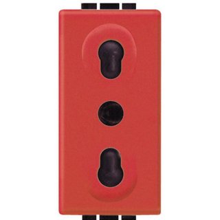 BTicino Socket 2P+T 10/16A 250 Vac - red — L4180R