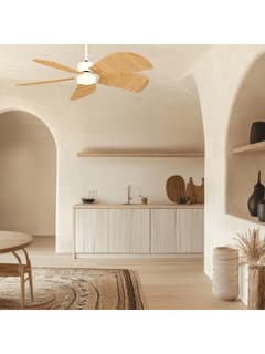 Zambelis 25328 CEILING FAN WITH LED LIGHT 15W 3000K-4000K-6500K WHITE METAL - BAMBOO