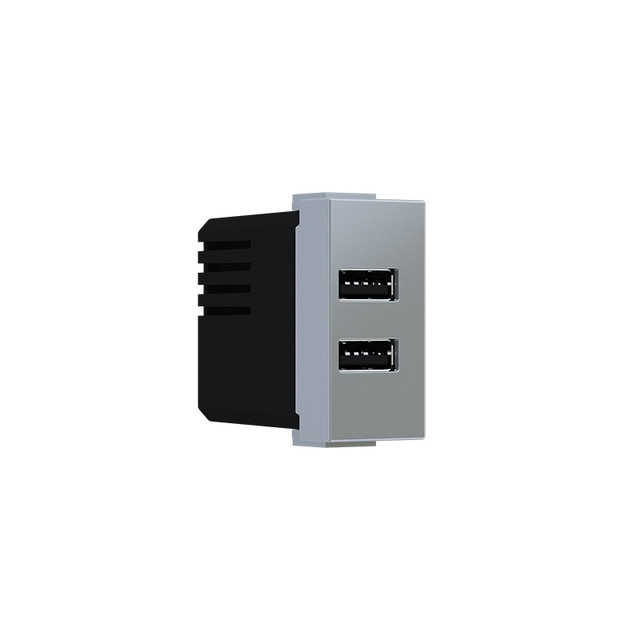 ACA Lighting MODYS USB CHARGER SILVER 1 M. 2xUSB TYPE A+C 5VDC 3A IP20 — 10101412362