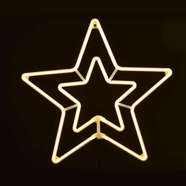 ACA Lighting "STAR", 300 NEON LED MOTIF 3m DOUBLE NEON SMD ROPE LIGHT, WW STEADY, IP44, 55CM, 1.5m LEAD CABLE — X083001415