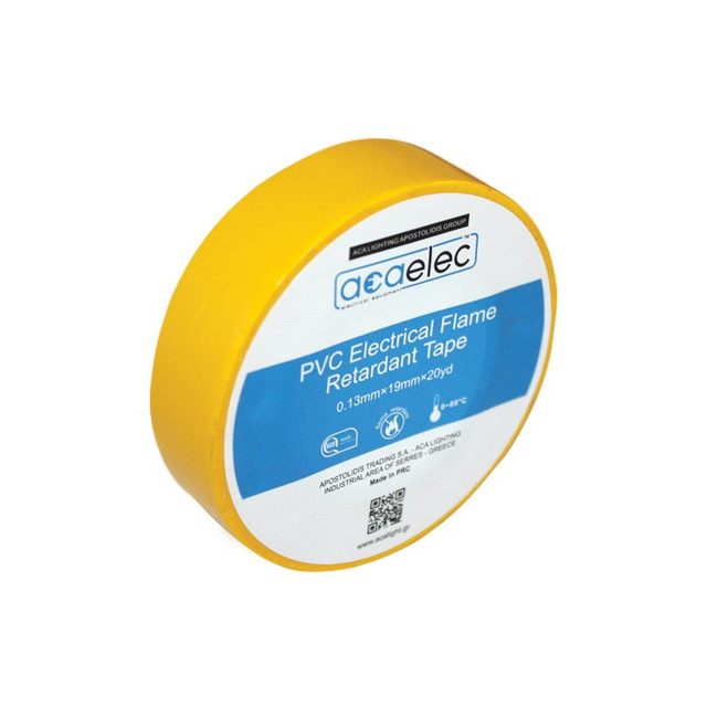 ACA Lighting ELECTRICAL PVC TAPE ACAELEC YELLOW 0.13mmx19mmx20yds — DY00000026