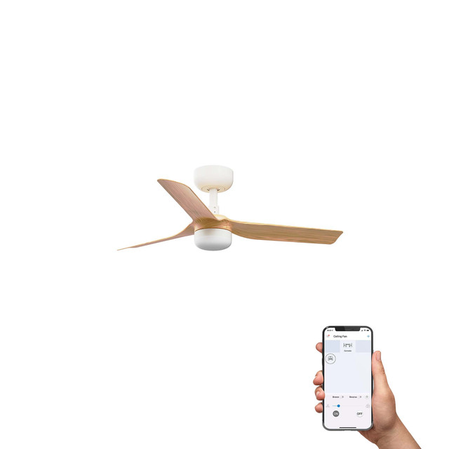 Faro Barcelona MINI PUNT S LED Ceiling fan white/maple 10W SWT TUYA — 33821WT1S