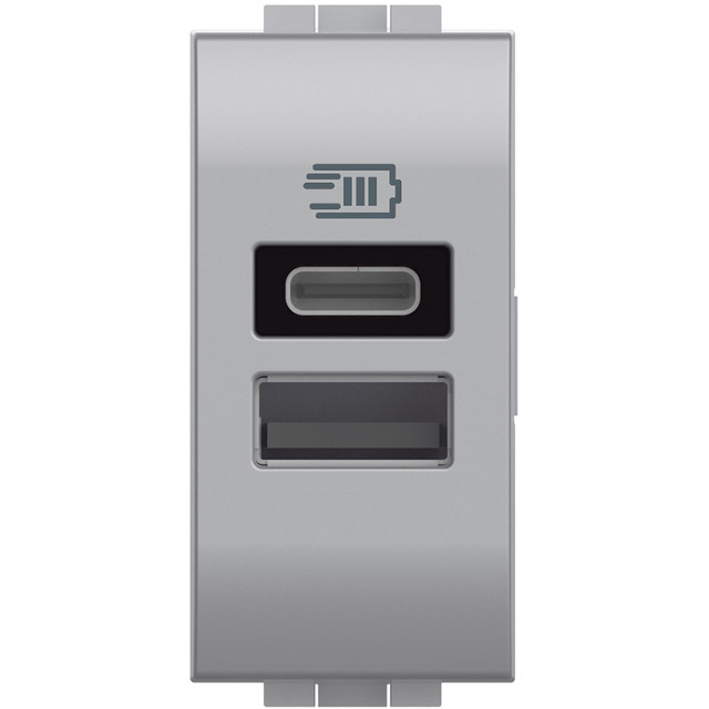 BTicino 6 Vdc type A and C USB charger for 1 device up to 3A or 2 devices up to 1.5A — NT4191AC