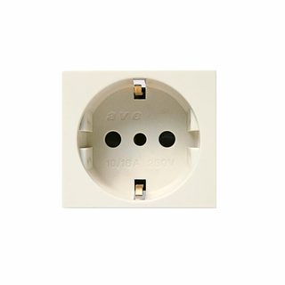 AVE Schuko socket outlet 2P+E 16A 250V – shuttered – 2 modules — 45990TS