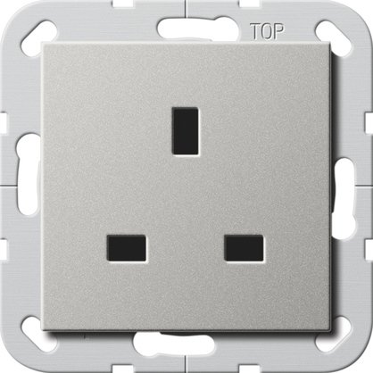Gira British Standard socket outlet (BS 1363), 13 A 250 V~ with shutter stainless steel (lacquered) System 55 — 2776600