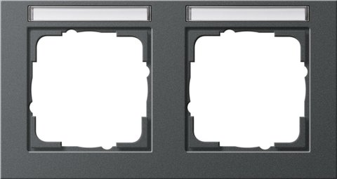 Gira E2 cover frame with inscription space anthracite anthracite — 109223