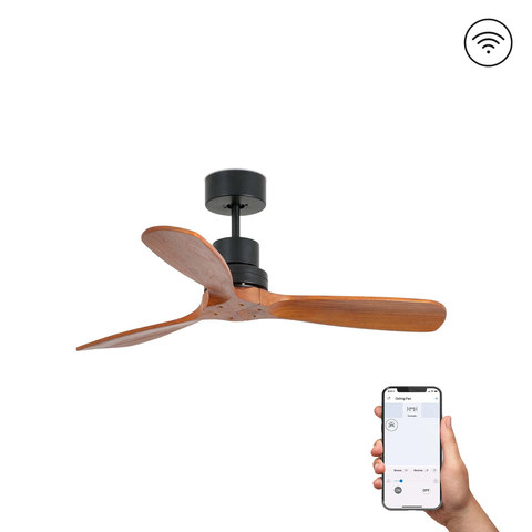 Faro Barcelona MINI LANTAU S Matt black/walnut fan TUYA — manufacturer representative image