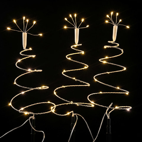 ACA Lighting XMAS WHITE TREES SET 3 20LED/TREE WW 50cm GAP BETWEEN TREES H60cm 3AA BATTERIES (NOT INCLUDED) 2m LEAD CABLE 4.5V IP44 — manufacturer representative image