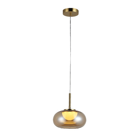 ACA Lighting PRISM-PENDANT LAMP GOLD METAL + AMBER GLASS LED 5W 3000K-4000K-6000K 400LM IP20 — manufacturer representative image