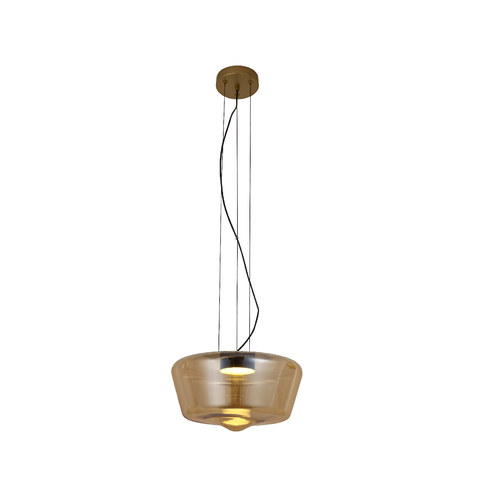 ACA Lighting DROP-PENDANT LAMP BLACK METAL + AMBER GLASS LED 12W 3000K-4000K-6000K 960LM IP20 — manufacturer representative image