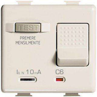 BTicino Salvavita thermal magnetic circuit breaker with earth leakage protection - 1P+N 6A — A5246S