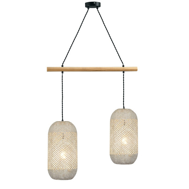 ACA Lighting PENDANT LUMINAIRE 2XE27 RATTAN + WOOD 60X20XH120CM COCONUT — OD762P60RW