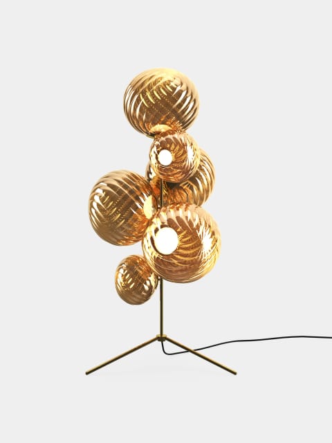 Tom Dixon Whirl Floor Chandelier | Gold Polished Polycarbonate — WHSC01GO-FUN01M1