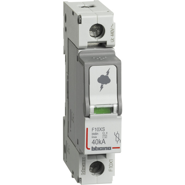 BTicino SPD - 1P - Type T2 - Imax=40kA - Up=2.1kV - Uc=440Vac - 1 module — F10X1