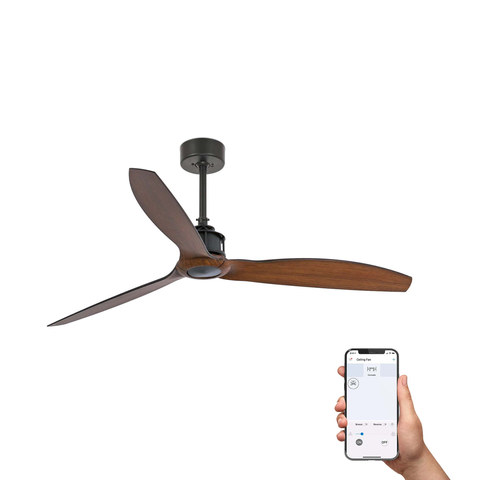Faro Barcelona JUST FAN M Black/walnut fan TUYA — manufacturer representative image