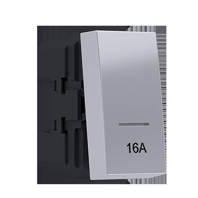 ACA Lighting MODYS 2-POLE SWITCH (0-1) WITH 16A INDICATOR SILVER 1 M. 2P 16AX 250VAC IP20 — 10101312416