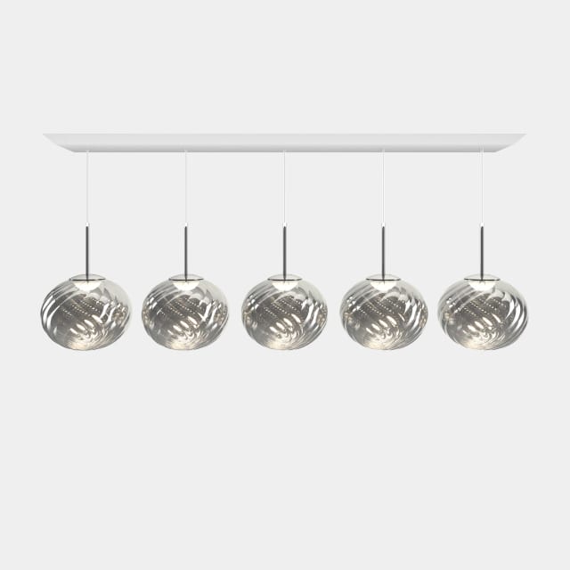 Tom Dixon Whirl Linear Pendant System | Silver Polished Polycarbonate — WLPS02CH-PEUM5