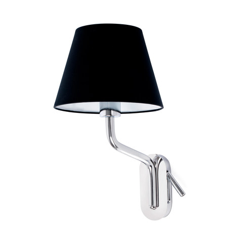 Faro Barcelona ETERNA Left chrome/black wall lamp with reading light — manufacturer representative image