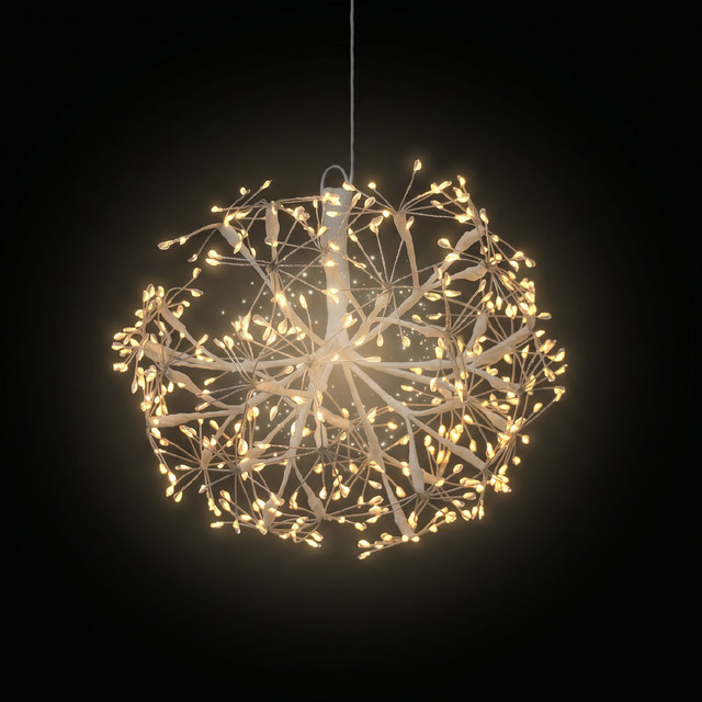 ACA Lighting XMAS WHITE PENDANT DANDELION 480LED Φ400mm WW LEAD WIRE 5m 220-240V GS ADAPTOR 4.5V 3.6W IP44 — XPDANDELION40 — manufacturer representative image