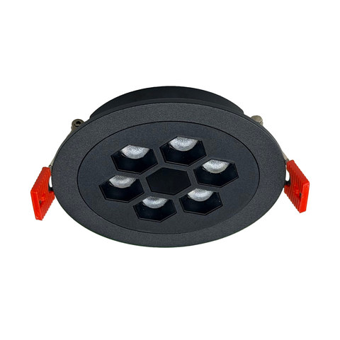 ACA Lighting Recessed Honeycomb Light - 6W Black with Black Reflector/Ra>80/780lm/3000K — manufacturer representative image