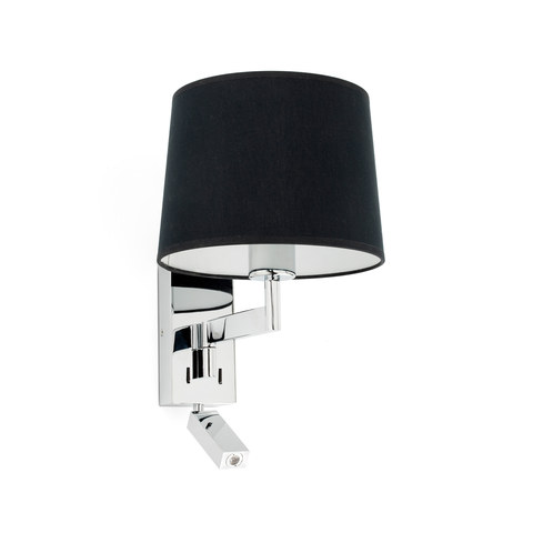 Faro Barcelona ARTIS Chrome/black wall lamp with reading light — manufacturer representative image
