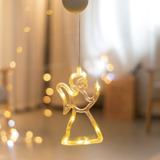 ACA Lighting "WINDOW PLASTIC ANGEL" 10 LED LIGHTS WW BATTERIES (3ΧΑΑΑ) IP20 12X20.5CM — X04151108