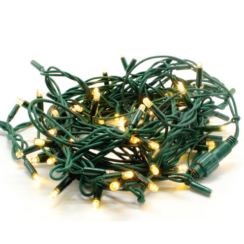 ACA Lighting XMAS GREEN RUBBER CABLE 100LED STRING LIGHTS 10cm SPACING EXTRA WARM WHITE CONNECTABLE MAX 20SETS IP65 L10m 1.5m LEAD CABLE — manufacturer representative image
