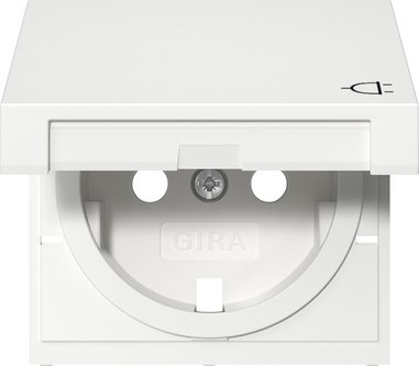 Gira Cover for SCHUKO socket outlet 16 A 250 V~ with hinged cover pure white matt System 55 — 492227
