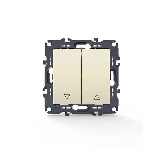 ACA Lighting PRIME 2 GANG SHUTTER SWITCH SCREWLESS 1-1P 10AX 250VAC IP20 IVORY — 1000110602 — manufacturer representative image