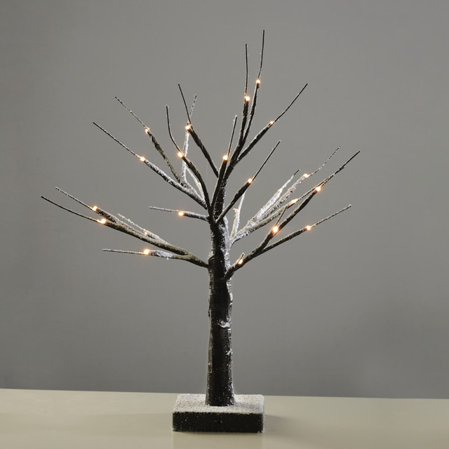 ACA Lighting “SNOW TREE” BLACK TREE 24 LED LIGHTS WITH BATTERY (3xAA) WARM WHITE IP20 45cm — XTREBWW452A