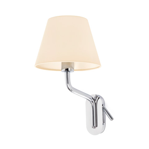 Faro Barcelona ETERNA Left chrome/beige wall lamp with reading light — manufacturer representative image