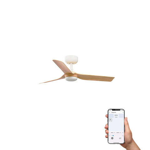 Faro Barcelona MINI PUNT S Ceiling fan white/maple TUYA — manufacturer representative image