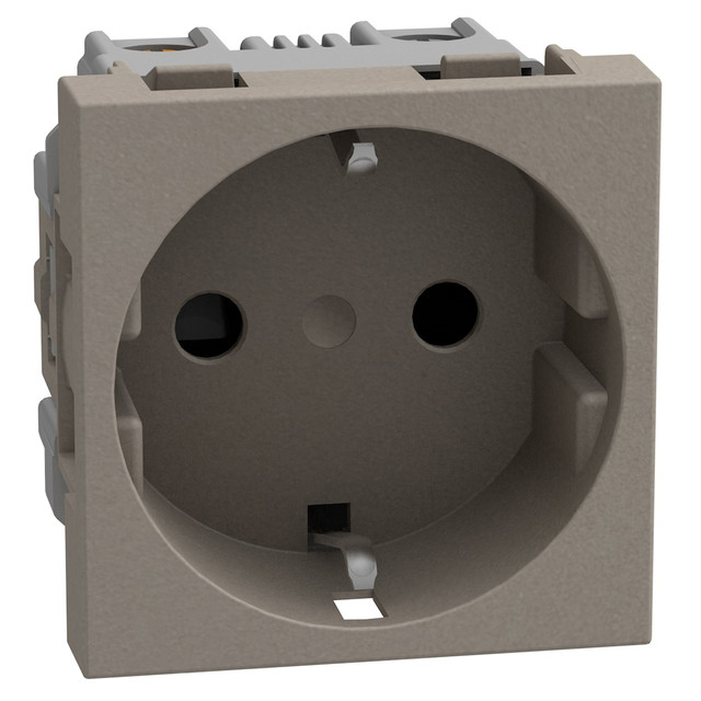 BTicino German standard socket 2P+E 16 A 250 V - 2 modules - for Greece - stone — YG4141G