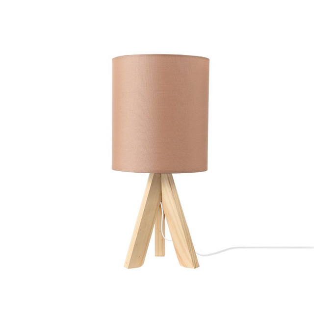 ACA Lighting NETTO TABLE LIGHTING 1ΧΕ14 WOOD+BROWN SHADE Φ18XH40CM PICCOLO — TF176721TMU