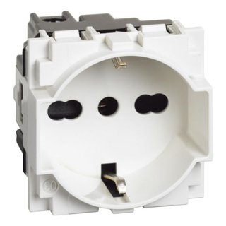 BTicino P40 Italian standard socket 2P+E 10A and 16A 250 Vac 19 mm and 26 mm center distance — KW4140A16