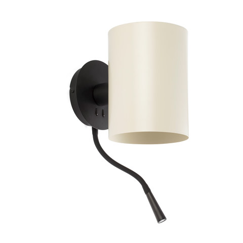 Faro Barcelona GUADALUPE Black/beige wall lamp with reading light — manufacturer representative image