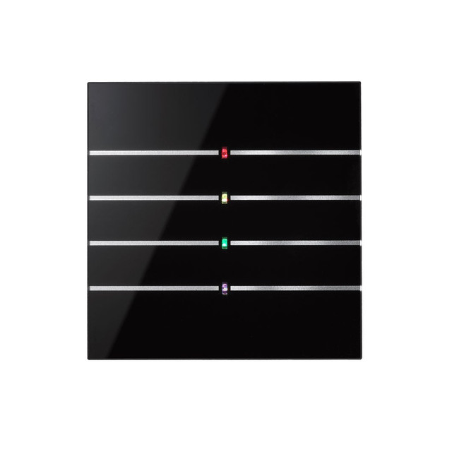 Blumotix Glass Line cover — KNX Glass keypad, square, black — BX-F-QKBG-Silver — manufacturer representative image