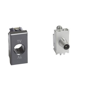 BTicino Passthrough coaxial socket -14dB attenuation, for centralised TV systems — H4202P14