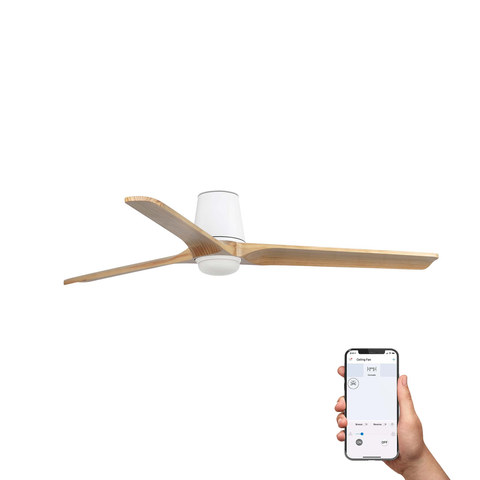 Faro Barcelona HEYWOOD TUB L LED Ceiling fan white/pine 10W SWT TUYA — manufacturer representative image