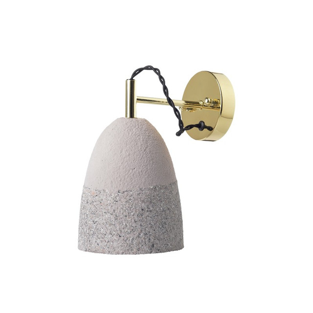 ACA Lighting NETTO WALL MOUNT LUMINAIRE 1XE27 GREY CLAY + BRASS METAL 22,5Χ14Χ26CM — V370981WGB