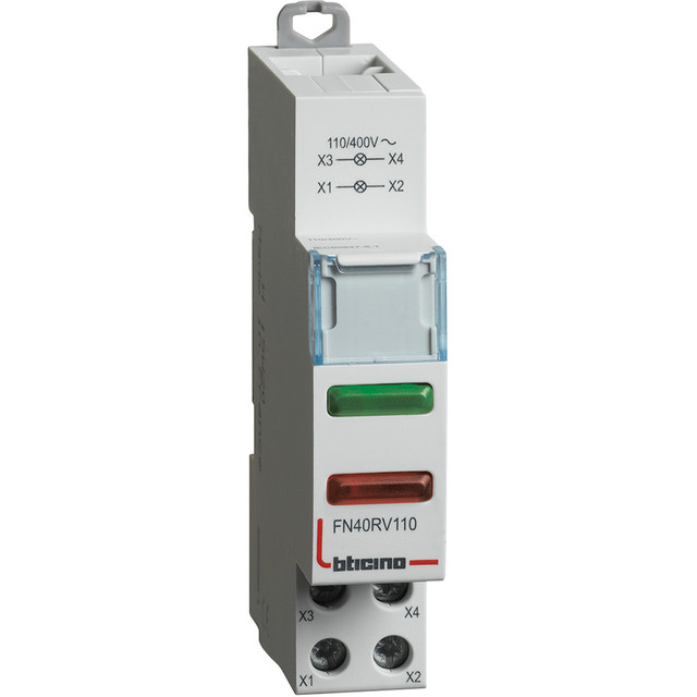 BTicino Pilot Light with red and green LED 110-400Vac - 1 module — FN40RV110