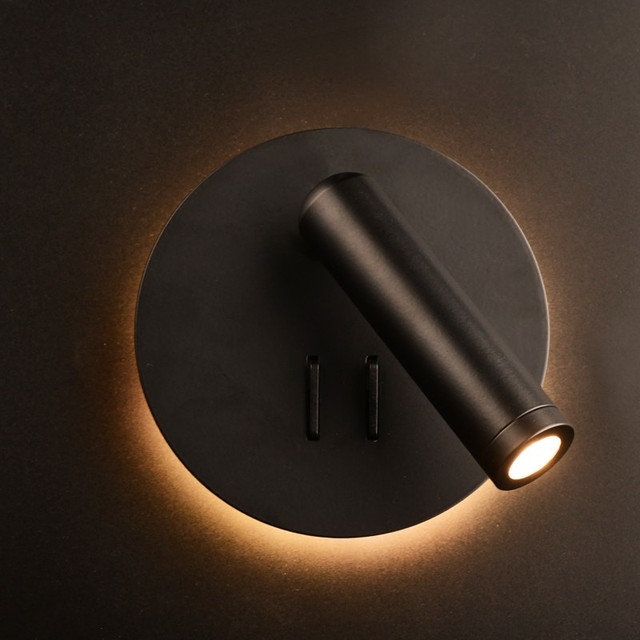 ACA Lighting WALL LAMP LED 3+4W 3000K 280LM BLACK METAL D13,5X7CM ZEUS — SF1801LEDB