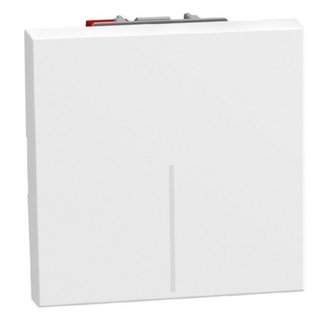 BTicino 2- way switch 1P 10AX 2 modules white, rocker, lightable, automatic terminals — YW4003M2A