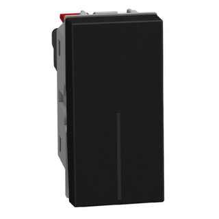 BTicino Pushbutton 1P NO 10A 1 module dark, rocker, lightable, automatic terminals — YD4005A