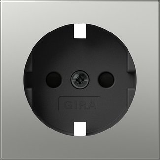 Gira Cover for SCHUKO socket outlet 16 A 250 V~ with increased contact protection (Safety Plus) stainless steel System 55 — 4921600