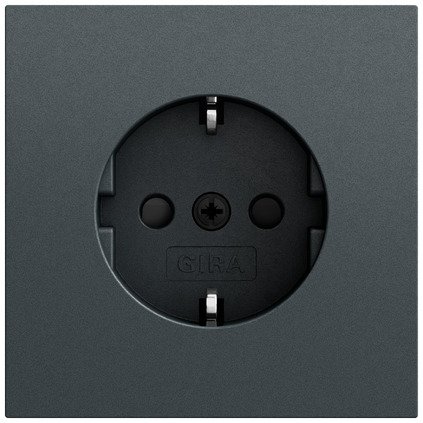 Gira SCHUKO socket outlet 16 A 250 V~ with increased contact protection (Safety Plus) anthracite (lacquered) Plug terminals — 445373