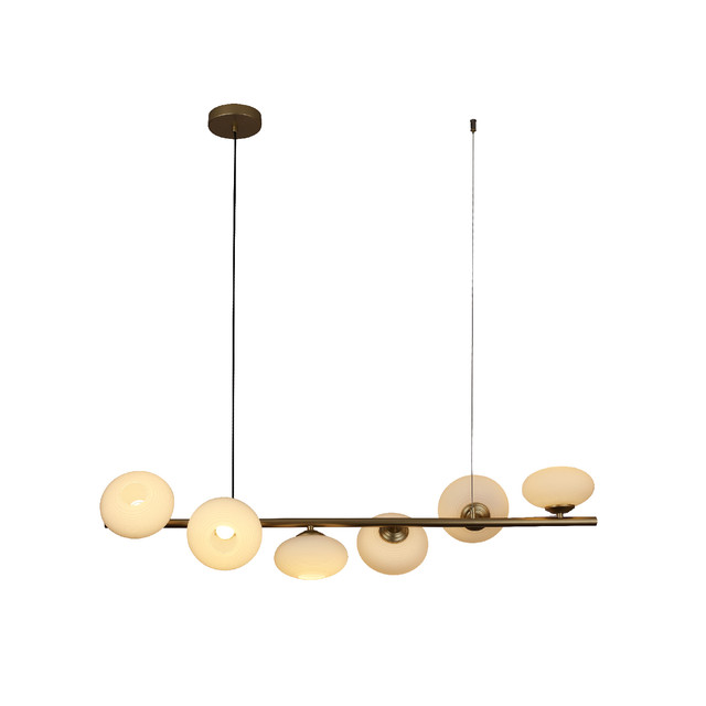 ACA Lighting ELIA-PENDANT LAMP GOLD METAL +WHITE GLASS LED 6xG9 25W IP20 — HM17842WH