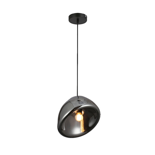ACA Lighting SABI-PENDANT LAMP BLACK METAL +SMOKE GLASS 1xΕ27 40W IP20 — HM2360SM